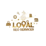 best seo specialist in malappuram in gold color, surrounded by small digital marketing icons like a user profile, magnifying glass, gear, and computer screen on a light background.